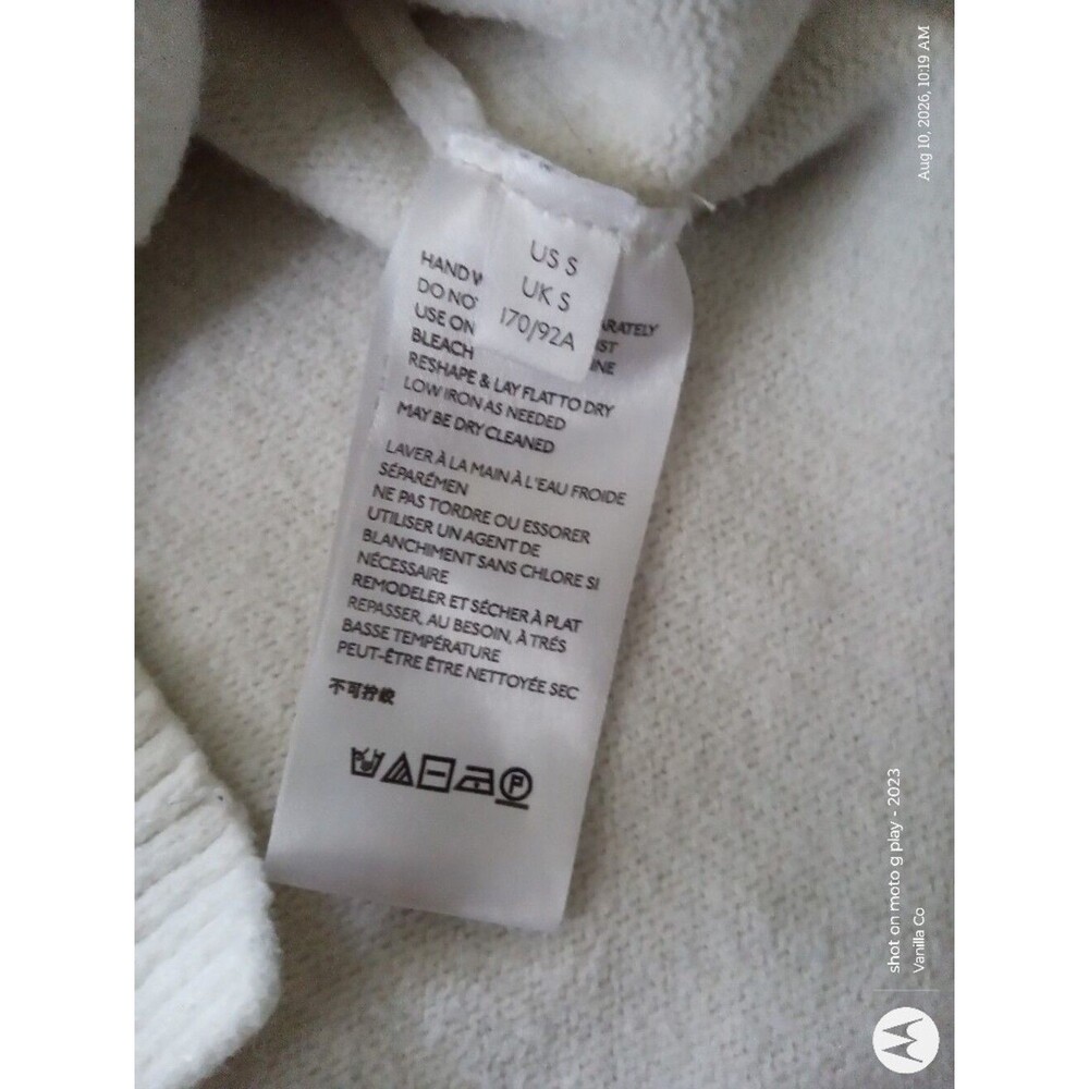 Anthropologie Mock Neck Welford Pullover Sweater Long Sleeve Ivory Small - Picture 7 of 9